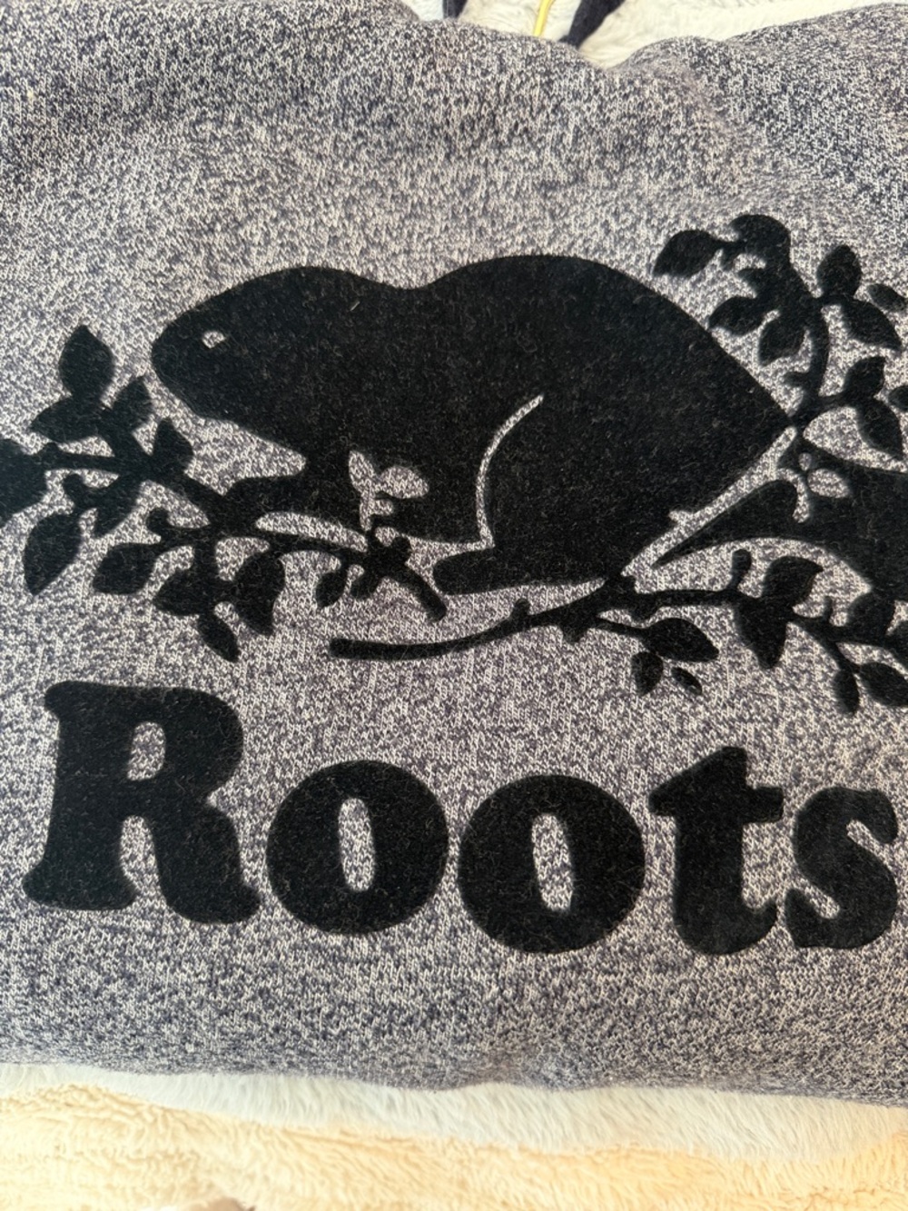 Roots Gray/ navy Sweatshirt with Black Beaver Logo